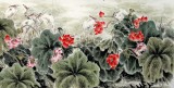 【已售】小八尺写意荷花图《映日荷花别样红》