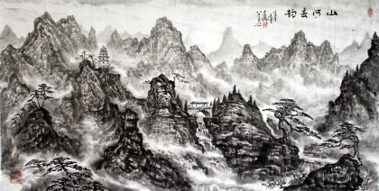 【已售】蒲家瑞四尺精品山水《山河春韵》