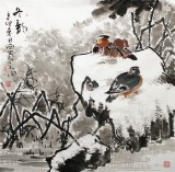 【已售】西蜀山人斗方画《冬韵》