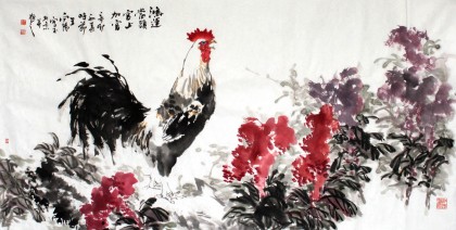 著名画家王向阳四尺作品《鸿运当头》