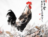 【已售】画鸡名家王向阳四尺斗方《五谷丰登》