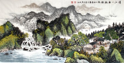 【已售】宁良成四尺山水《青江一曲》