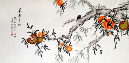 【已售】凌雪四尺花鸟国画《喜乐多福》