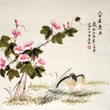 【已售】凌雪四尺斗方花鸟《安居乐业》