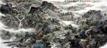 【已售】名家龙幼民六尺精品山水《数家华柳簇烟云》