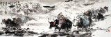 【已售】王向阳六尺对开《朔风吹银雪千里藏骑路》
