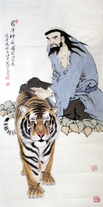 【已售】仿范曾四尺人物画《罗汉神威图》