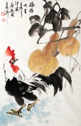 【已售】湖北美协庾超然作品《福禄大吉》