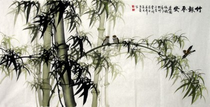 【已售】客厅风水翠竹图《竹报平安》