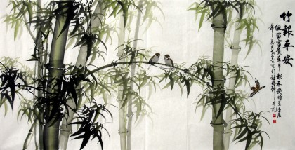 【已售】四尺精品翠竹国画《竹报平安》