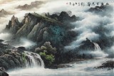 【已售】小八尺精品办公室沙发后山水《雨后百泉声》