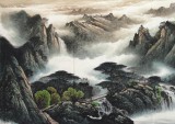 【已售】小八尺精品办公室沙发后山水《雨后百泉声》