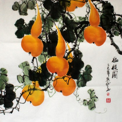 【已售】风水葫芦画《福禄图》