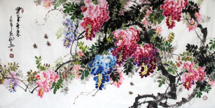 【已售】四尺精品风水紫藤国画《紫气东来》-2