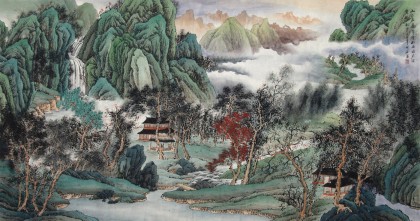 【已售】八尺国画山水《山不在高》