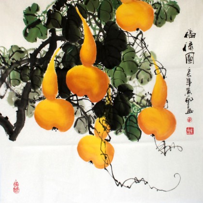 四尺斗方葫芦图《福禄图》