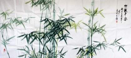 【已售】北京美协张春奇小六尺《竹报平安》