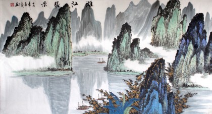 【已售】宁良成六尺桂林山水《漓江胜景》