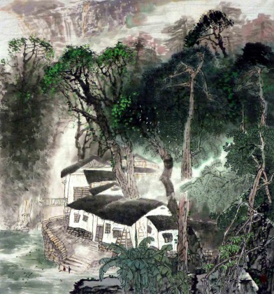 【已售】客厅装饰精品斗方山水画