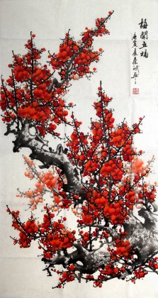 【已售】三尺精品梅花图《梅开五福》
