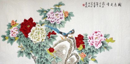 【已售】凌雪四尺工笔牡丹《国色天香》