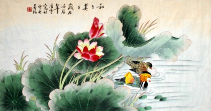 【已售】凌雪三尺工笔夫妻卧室画《和和美美》