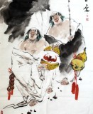 名家魏武双四尺写意人物画《和合二仙》(询价)