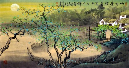 【已售】桂林美协黄云鸿三尺山水画《山谷苍烟》