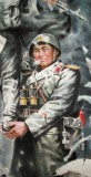 【已售】朝鲜画家 金永哲 人物画作品《守卫红旗》