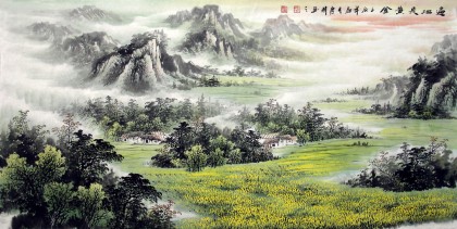 【已售】四尺国画山水《遍地是黄金》