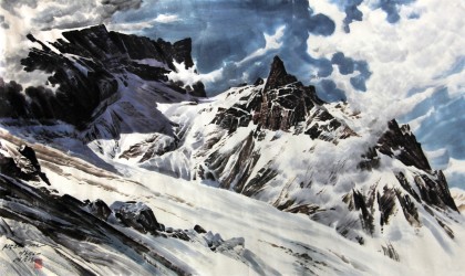 朝鲜一级画家 廉成哲 作品《白头山的冬天》