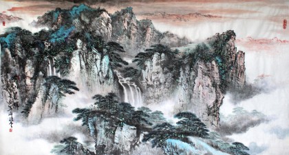 已售实力派画家王凌云六尺山水画黄山晨晖