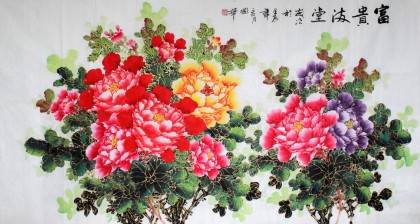 【已售】六尺风水牡丹《富贵满堂》