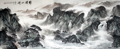 八尺中国山水画《锦绣山河》 - 山水画- 99字画网