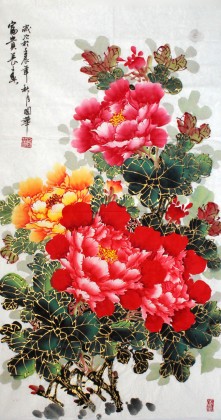 【已售】三尺国画牡丹《富贵长春图》