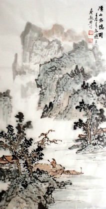佚名 山水圖 名家古代山水画《溪山高隐图》 - 写意山水画- 99字画网