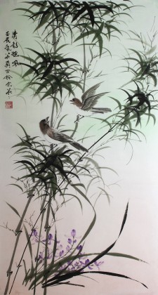 【已售】何华贤精品三尺写意竹《清影摇风》