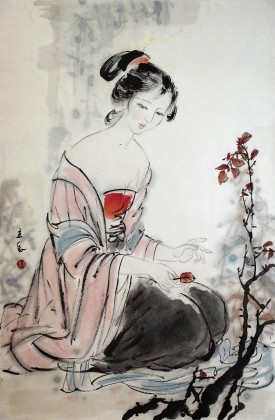 【已售】李立辰四尺三开仕女图