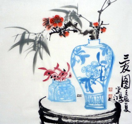 【已售】黄云鸿三尺斗方作品《三友图》