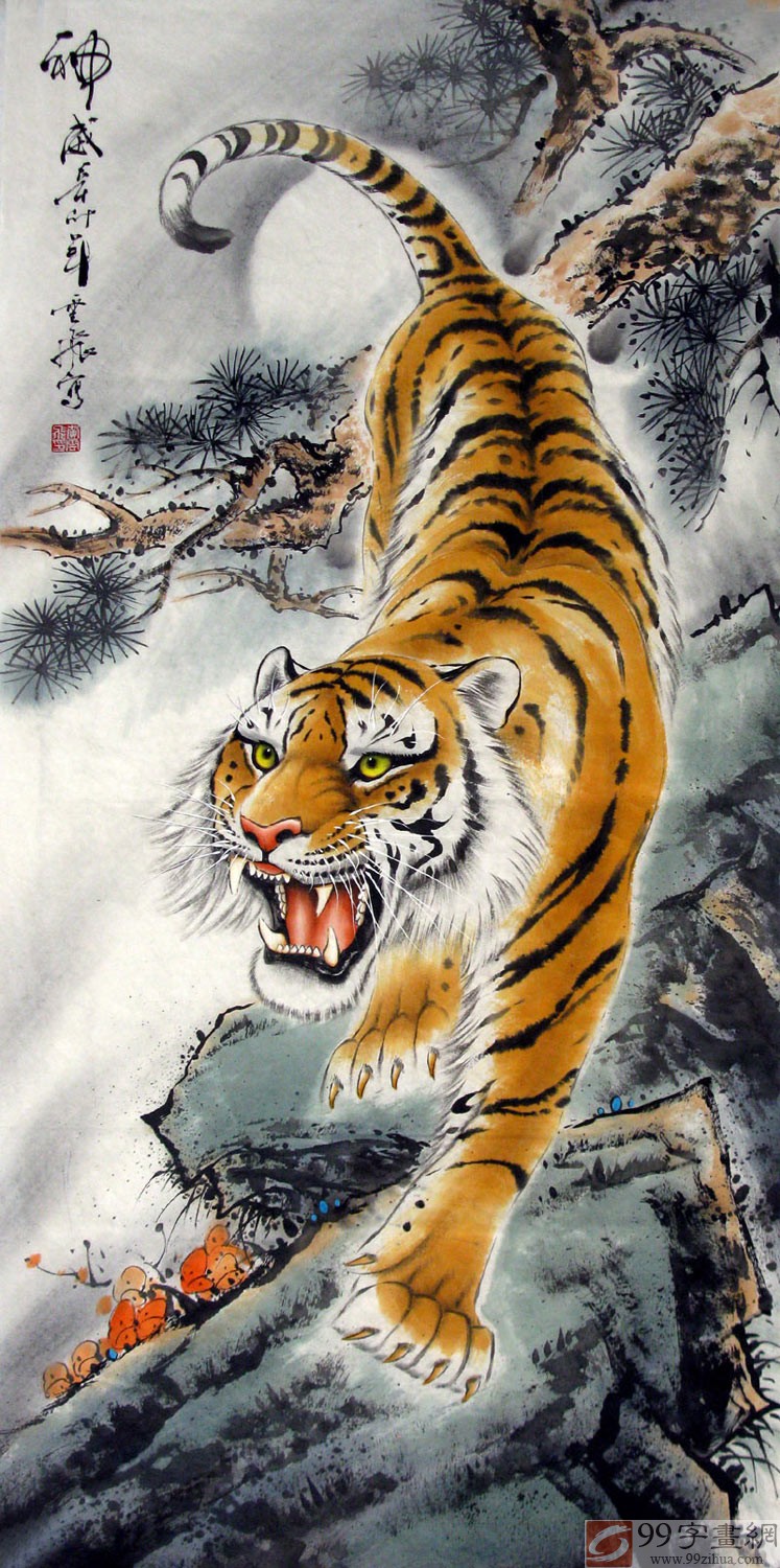 【已售】四尺精品国画下山虎《神威》