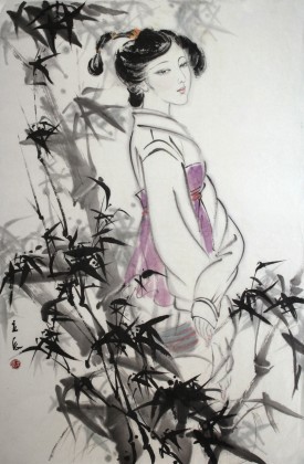 GS李立辰四尺三开古代仕女图（询价）