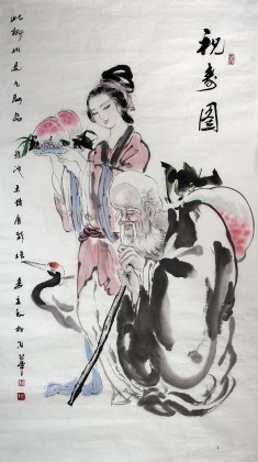 李立辰四尺红楼梦人物《祝寿图》