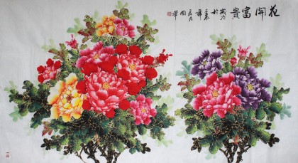 【已售】六尺国画牡丹《花开富贵》