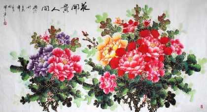 【已售】六尺客厅国画牡丹《花开贵人间》