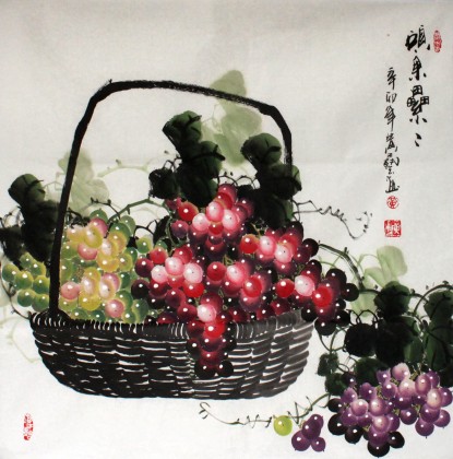 【已售】四尺斗方国画葡萄《硕果累累》