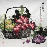 【已售】四尺斗方餐厅字画《仲秋鲜果》