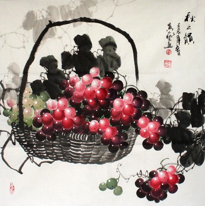 【已售】四尺斗方餐厅葡萄图《秋之韵》