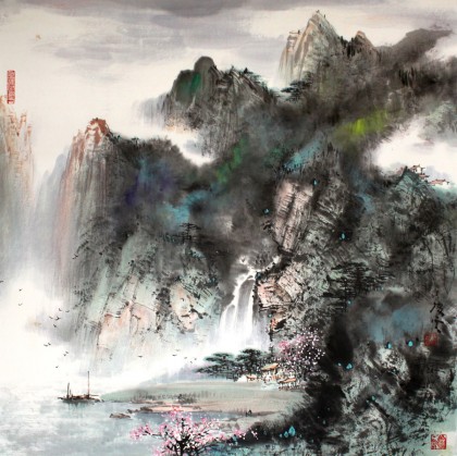 【已售】著名画家王凌云四尺斗方精品山水图