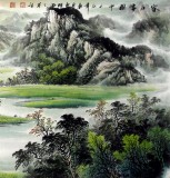 【已售】客厅四尺聚宝盆聚财山水画《家在画图中》