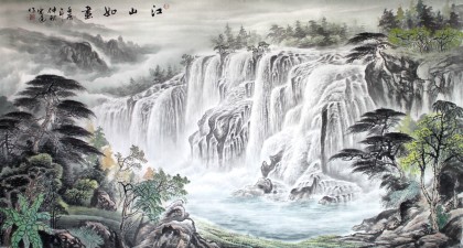 【已售】张宏达六尺山水《江山如画》